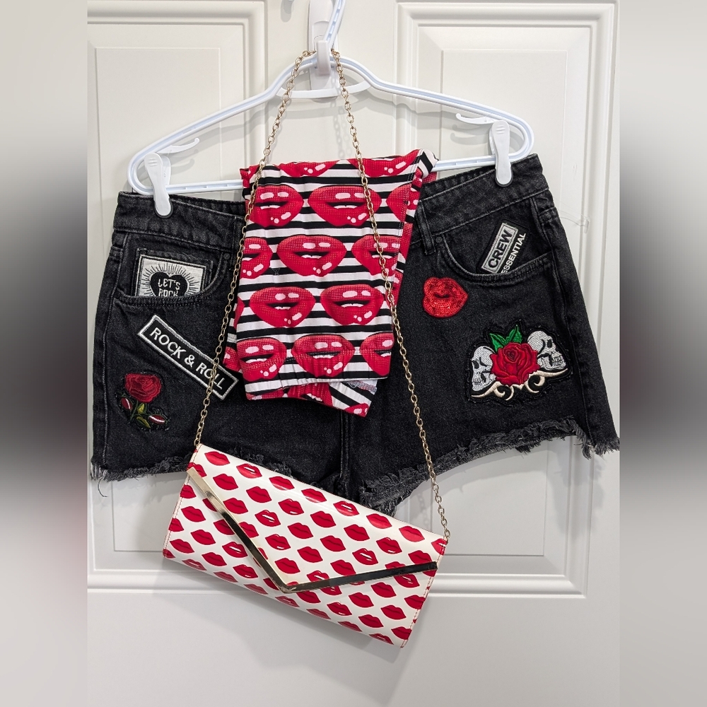 Denim&Co Black Shorts, Sweet Legs Leggings & Aldo Purse 👄 Bundle